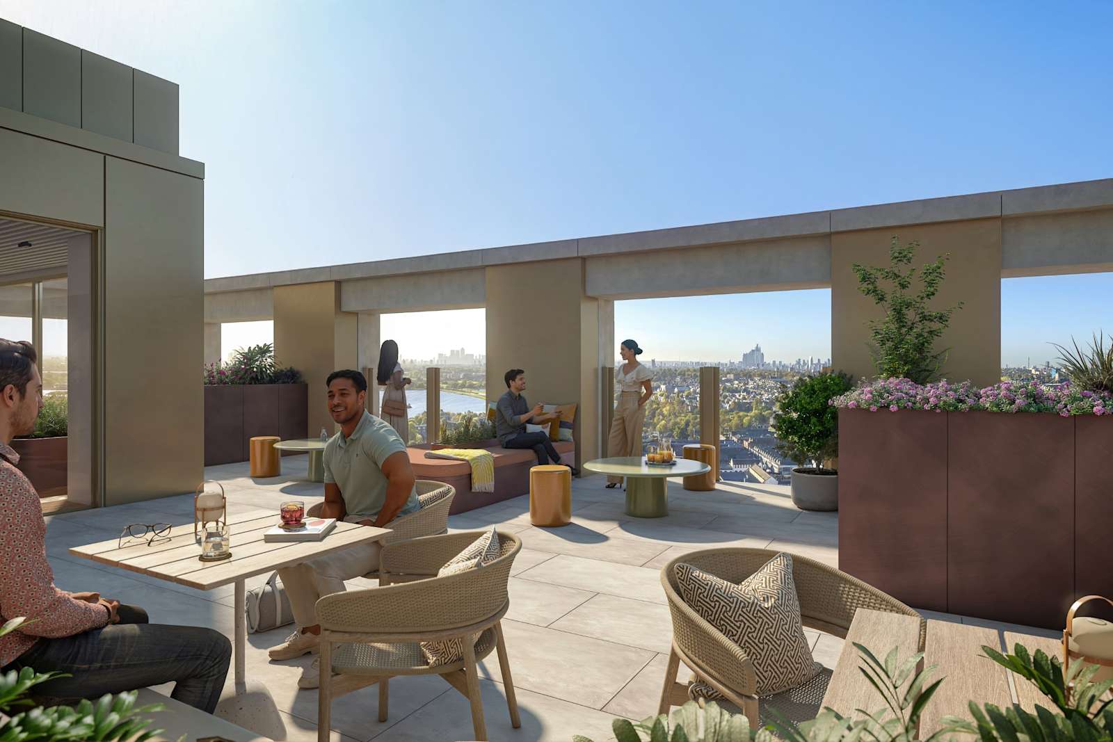 A rooftop terrace at Ferry Island